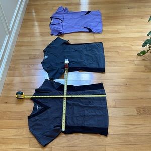 Lot of three scrub tops scrub star UA scrubs purple gray black small medium